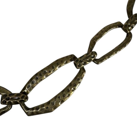 Chicos Gold Tone Metal Chain Belt S/M New NWT Hammered Boho Festival Trendy - Picture 2 of 5